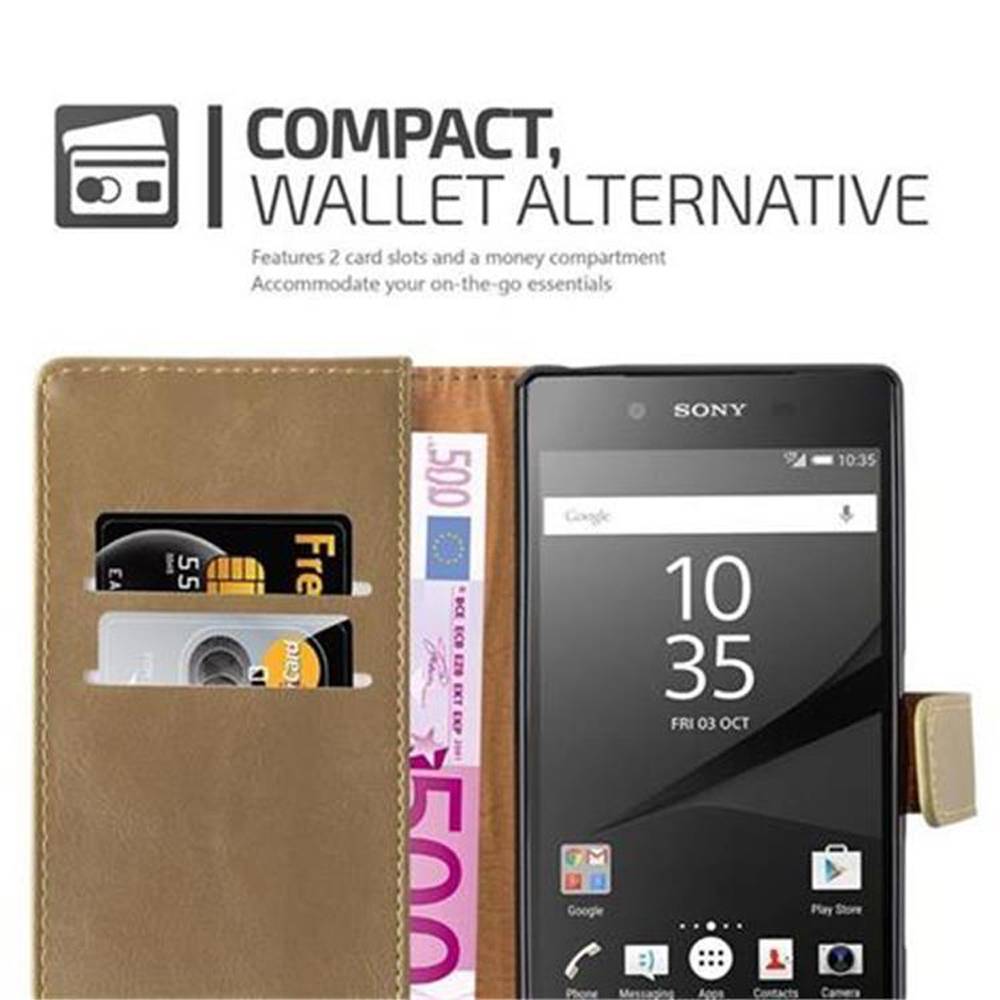 Cadorabo Hülle für Sony Xperia Z5 Schutzhülle in Braun Handyhülle Book Tasche Case Etui Luxury