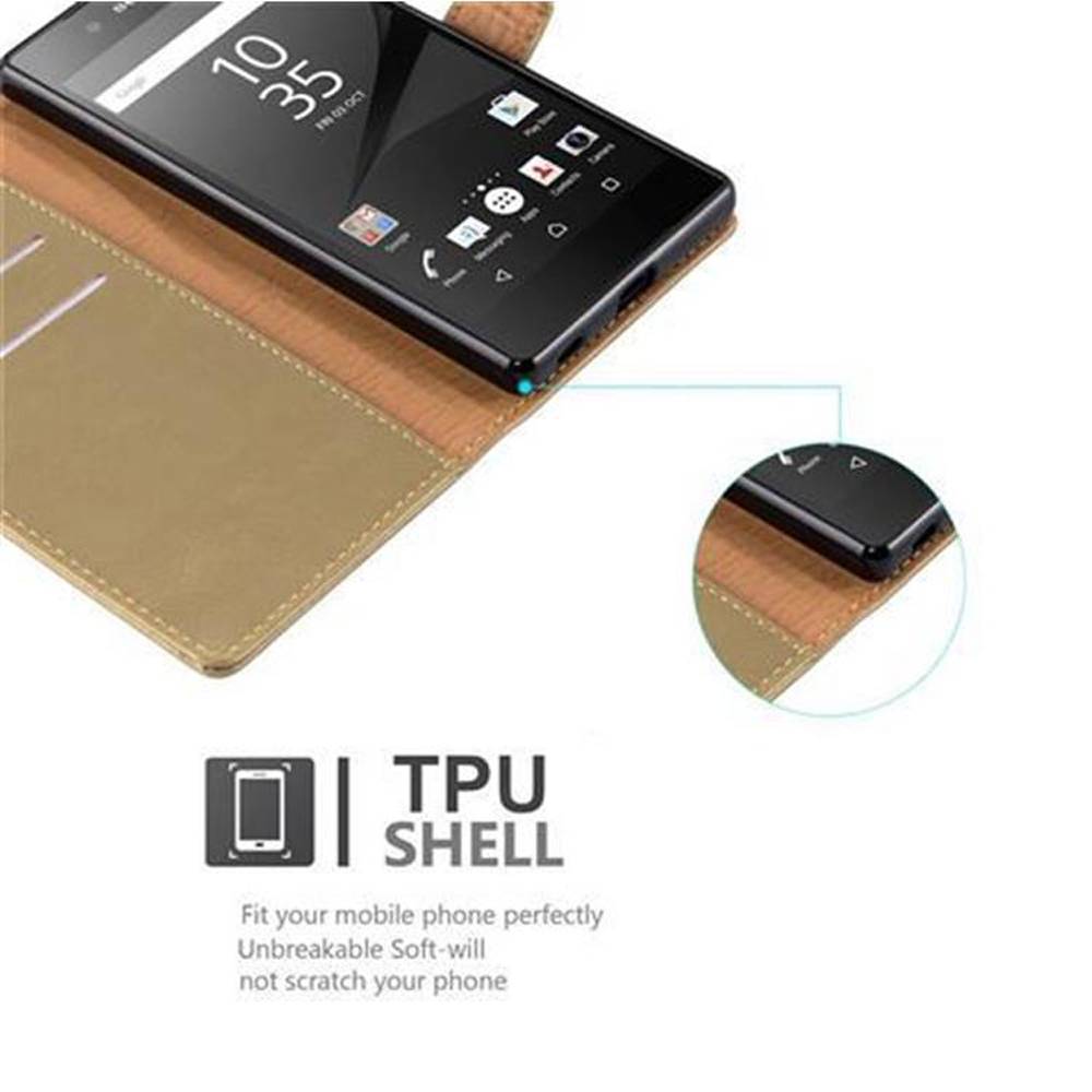 Cadorabo Hülle für Sony Xperia Z5 Schutzhülle in Braun Handyhülle Book Tasche Case Etui Luxury