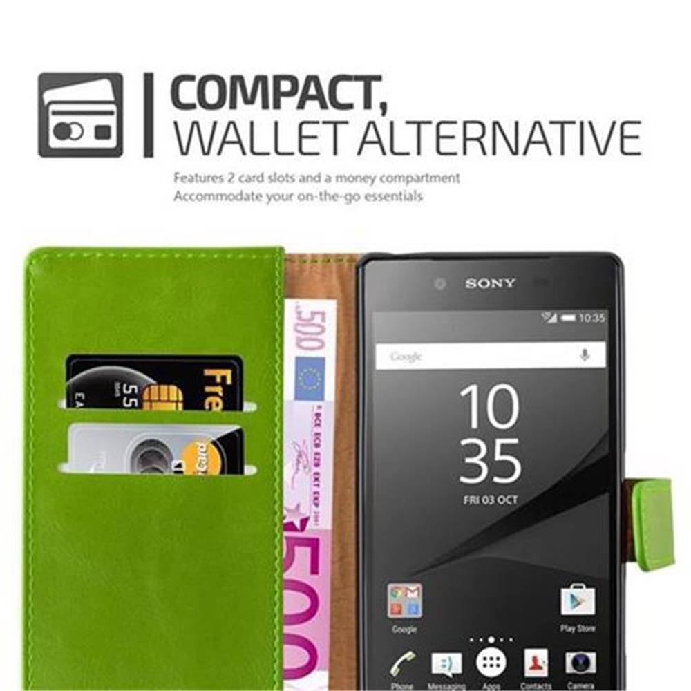 Cadorabo Hülle für Sony Xperia Z5 Schutzhülle in Grün Handyhülle Book Tasche Case Etui Luxury