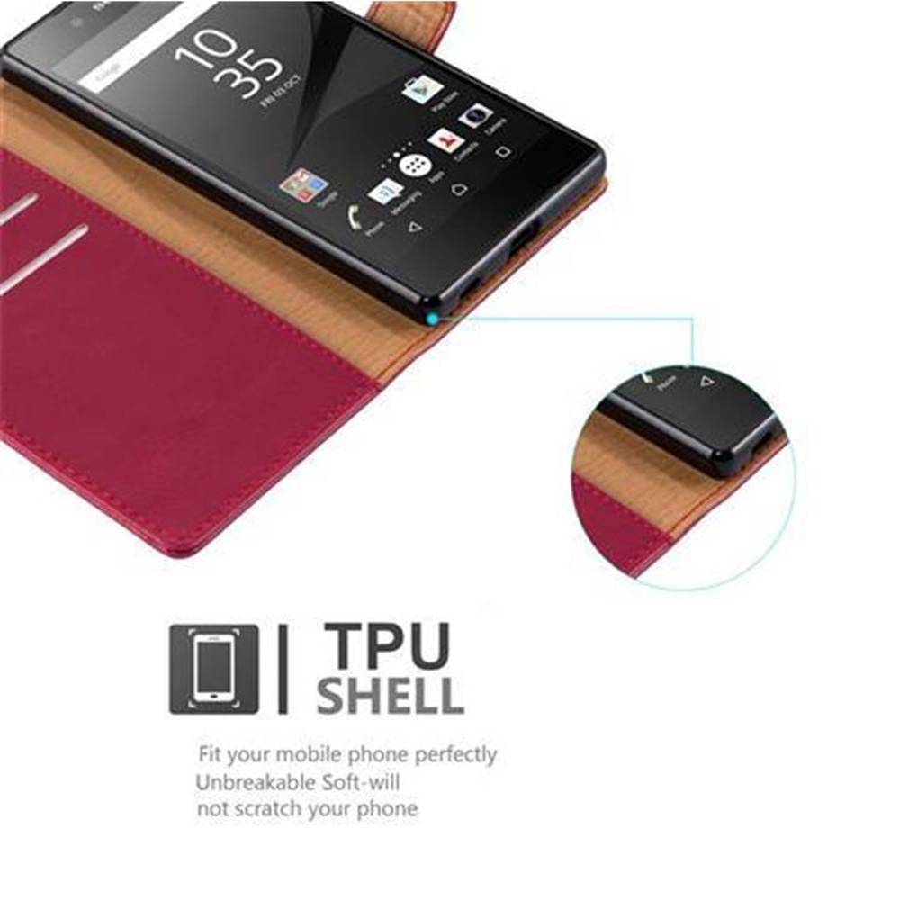 Cadorabo Hülle für Sony Xperia Z5 Schutzhülle in Rot Handyhülle Book Tasche Case Etui Luxury
