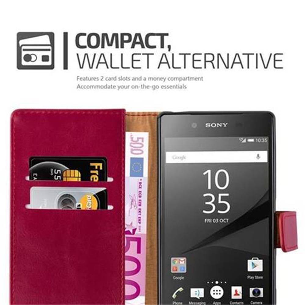Cadorabo Hülle für Sony Xperia Z5 Schutzhülle in Rot Handyhülle Book Tasche Case Etui Luxury