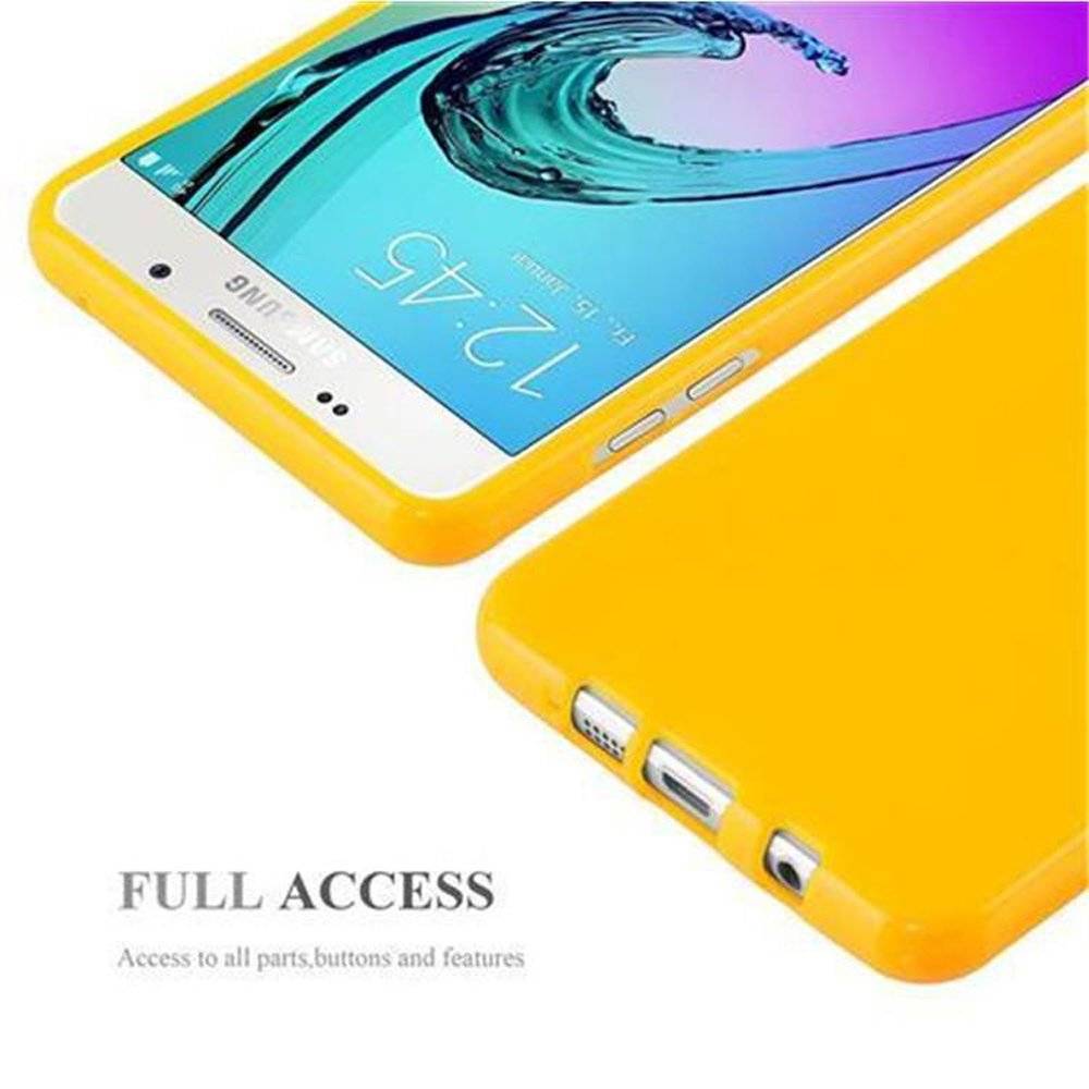 Cadorabo Hülle für Samsung Galaxy A3 2016 Hülle in JELLY GELB - Handyhülle aus TPU Silikon - Silikonhülle Schutzhülle Ultra Slim Soft Back Cover
