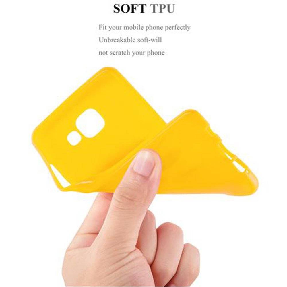 Cadorabo Hülle für Samsung Galaxy A3 2016 Hülle in JELLY GELB - Handyhülle aus TPU Silikon - Silikonhülle Schutzhülle Ultra Slim Soft Back Cover