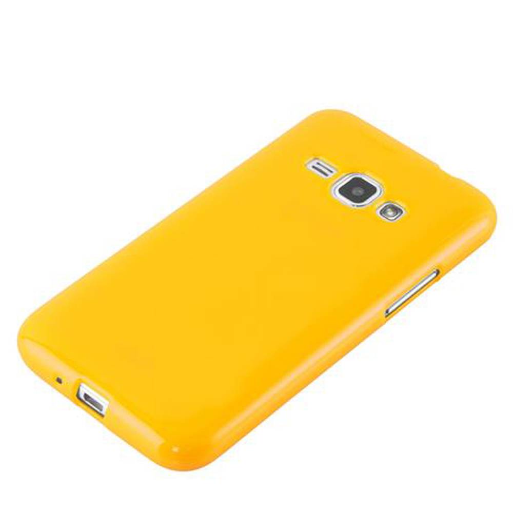 Cadorabo Schutzhülle für Samsung Galaxy J1 2015 Hülle in Gelb TPU Etui Hülle Case Cover