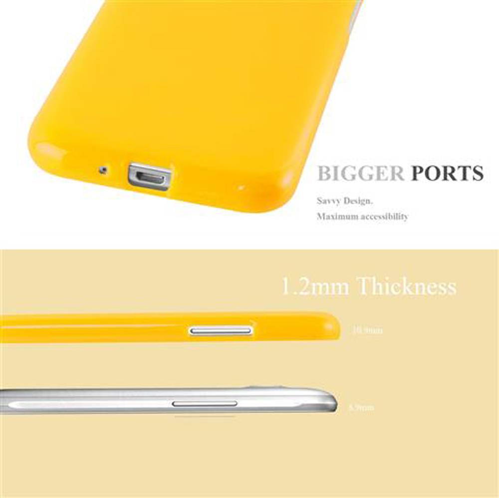 Cadorabo Schutzhülle für Samsung Galaxy J1 2015 Hülle in Gelb TPU Etui Hülle Case Cover
