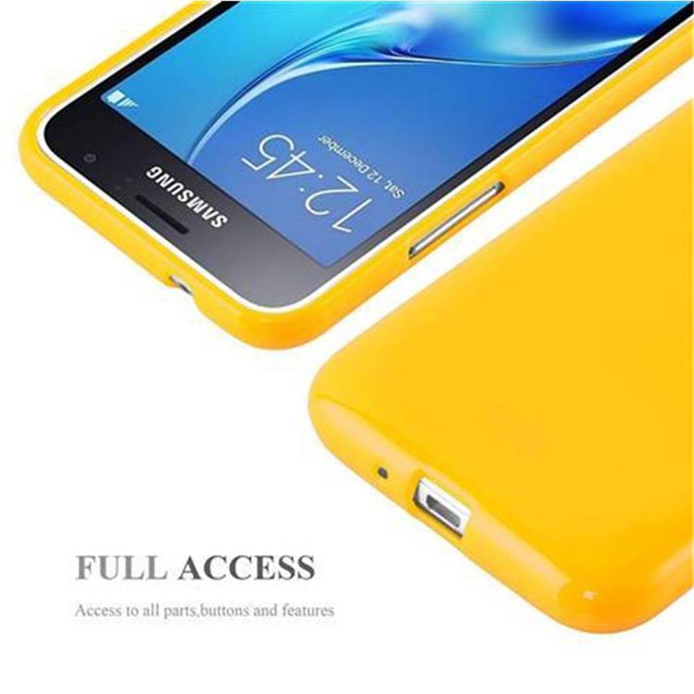 Cadorabo Schutzhülle für Samsung Galaxy J1 2015 Hülle in Gelb TPU Etui Hülle Case Cover