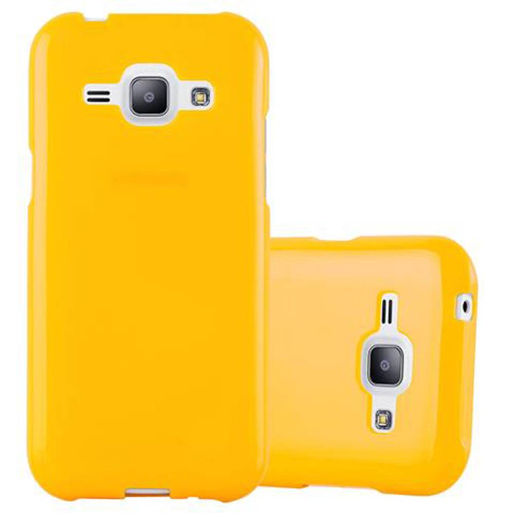 Cadorabo Schutzhülle für Samsung Galaxy J1 2015 Hülle in Gelb TPU Etui Hülle Case Cover