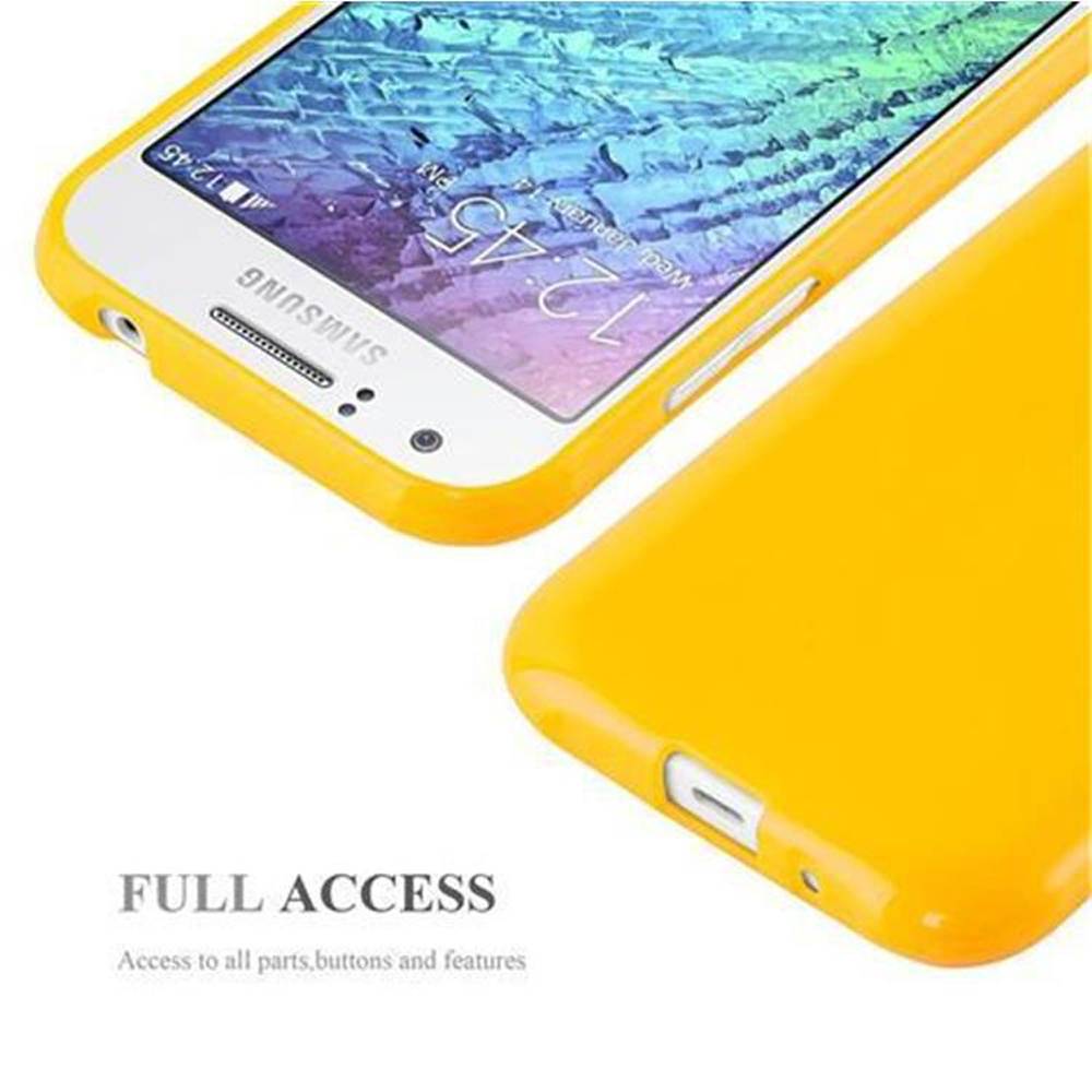 Cadorabo Schutzhülle für Samsung Galaxy J1 2015 Hülle in Gelb TPU Etui Hülle Case Cover