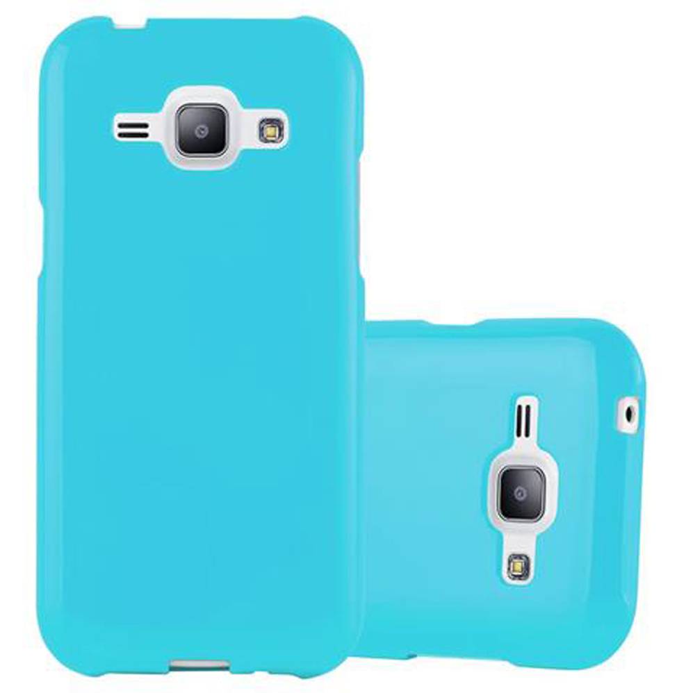 Cadorabo Schutzhülle für Samsung Galaxy J1 2015 Hülle in Blau TPU Etui Hülle Case Cover