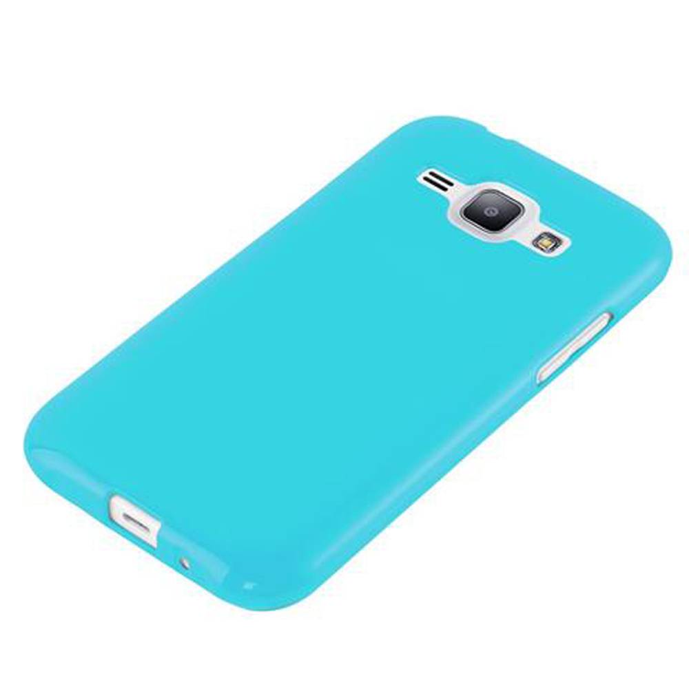 Cadorabo Schutzhülle für Samsung Galaxy J1 2015 Hülle in Blau TPU Etui Hülle Case Cover