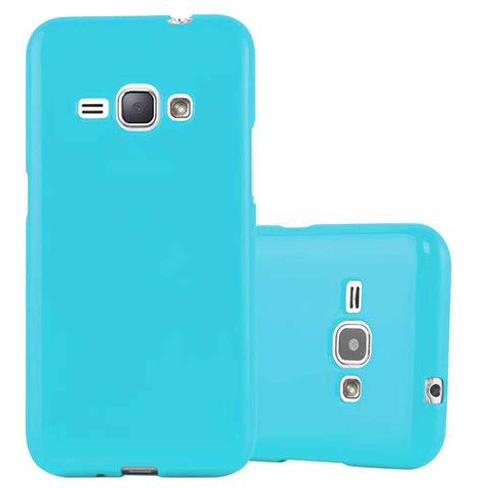 Cadorabo Schutzhülle für Samsung Galaxy J1 2015 Hülle in Blau TPU Etui Hülle Case Cover