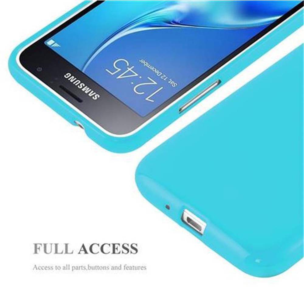 Cadorabo Schutzhülle für Samsung Galaxy J1 2015 Hülle in Blau TPU Etui Hülle Case Cover
