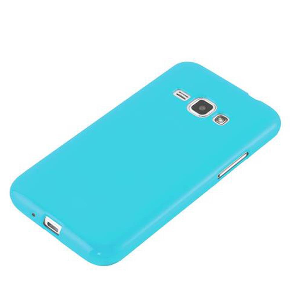 Cadorabo Schutzhülle für Samsung Galaxy J1 2015 Hülle in Blau TPU Etui Hülle Case Cover