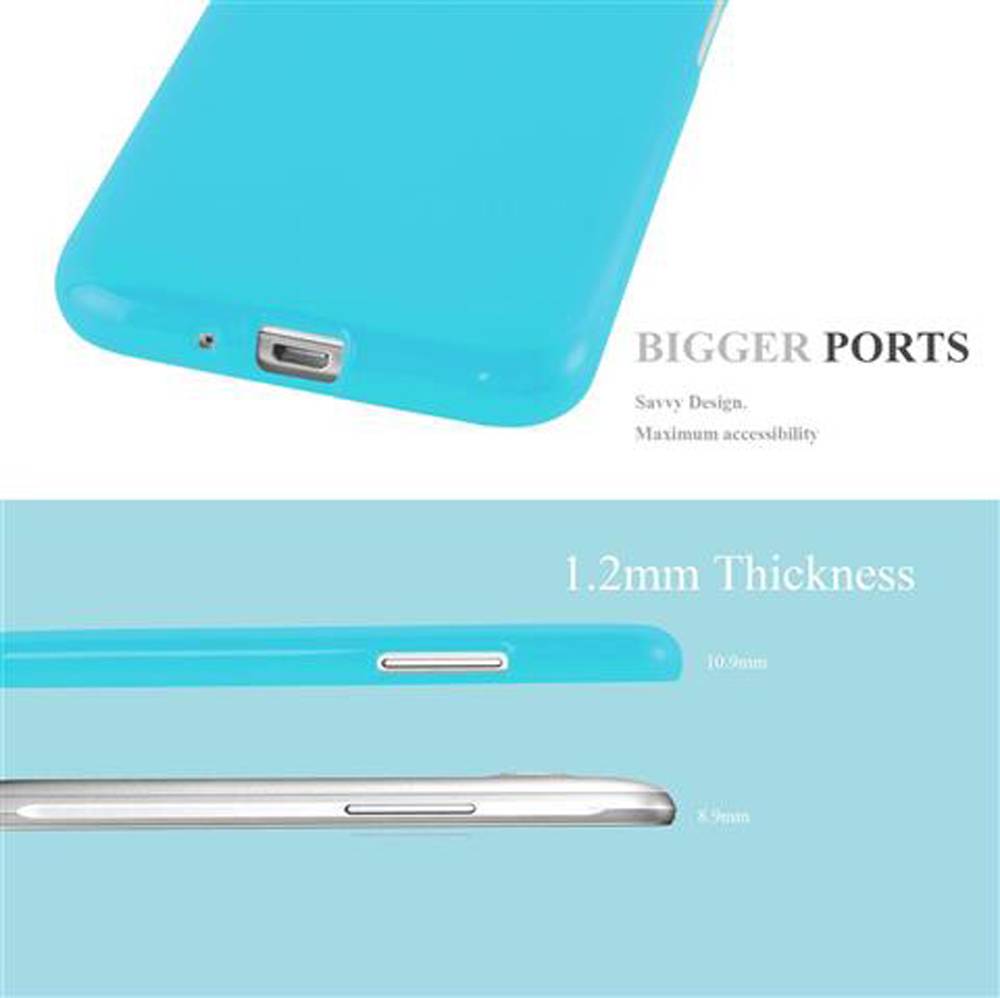 Cadorabo Schutzhülle für Samsung Galaxy J1 2015 Hülle in Blau TPU Etui Hülle Case Cover