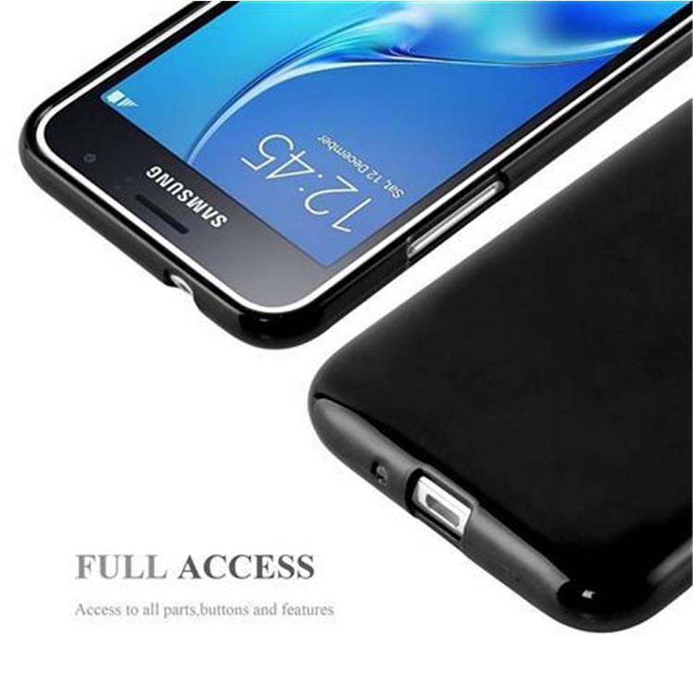 Cadorabo Schutzhülle für Samsung Galaxy J1 2015 Hülle in Schwarz TPU Etui Hülle Case Cover
