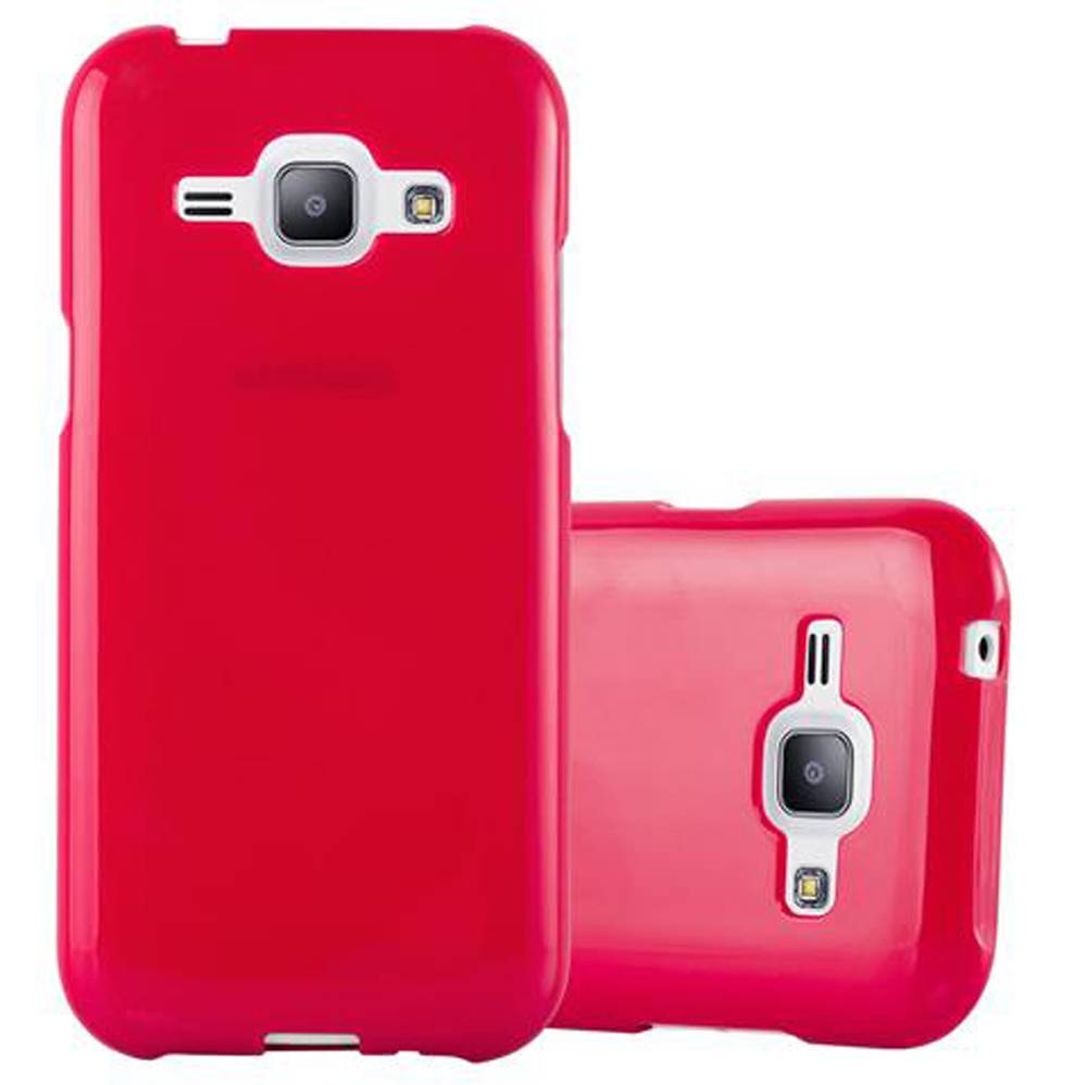 Cadorabo Schutzhülle für Samsung Galaxy J1 2015 Hülle in Rot TPU Etui Hülle Case Cover