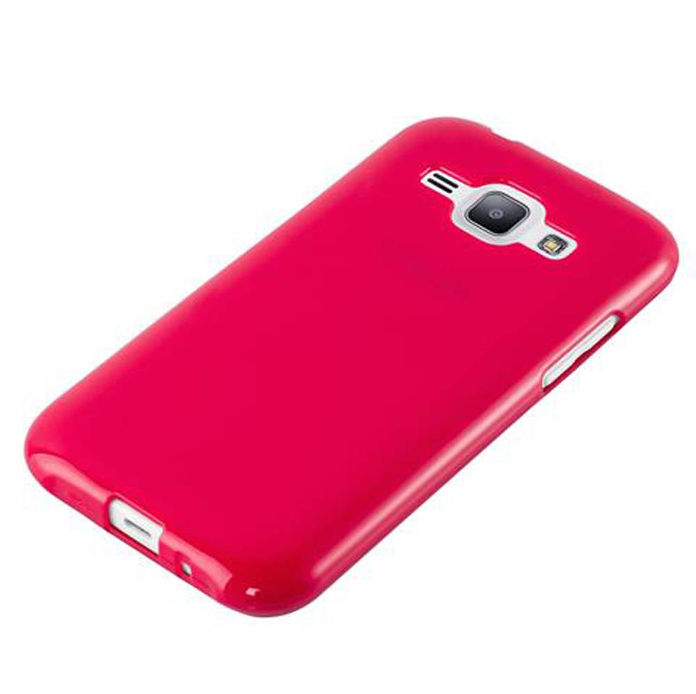Cadorabo Schutzhülle für Samsung Galaxy J1 2015 Hülle in Rot TPU Etui Hülle Case Cover