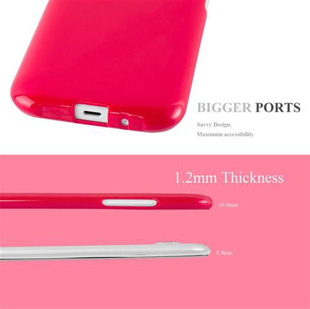 Cadorabo Schutzhülle für Samsung Galaxy J1 2015 Hülle in Rot TPU Etui Hülle Case Cover