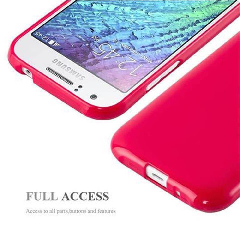 Cadorabo Schutzhülle für Samsung Galaxy J1 2015 Hülle in Rot TPU Etui Hülle Case Cover