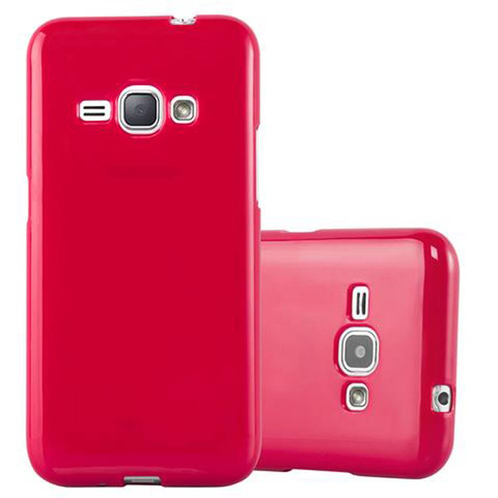 Cadorabo Schutzhülle für Samsung Galaxy J1 2015 Hülle in Rot TPU Etui Hülle Case Cover