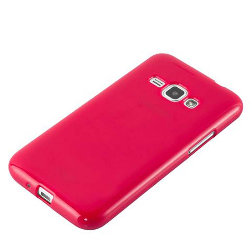 Cadorabo Schutzhülle für Samsung Galaxy J1 2015 Hülle in Rot TPU Etui Hülle Case Cover