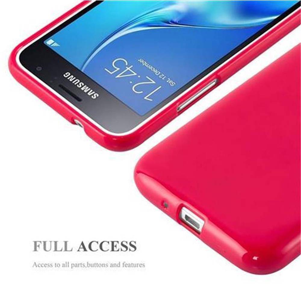 Cadorabo Schutzhülle für Samsung Galaxy J1 2015 Hülle in Rot TPU Etui Hülle Case Cover