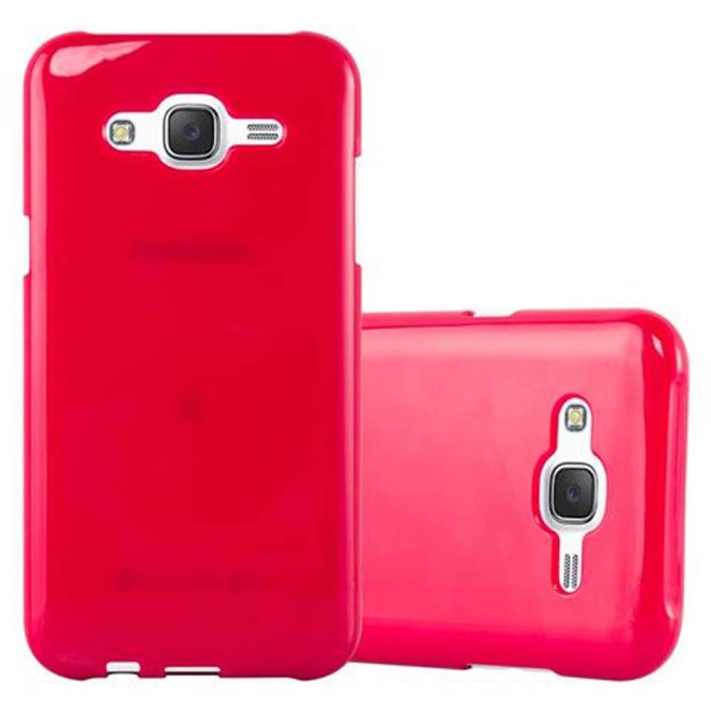 Cadorabo Schutzhülle für Samsung Galaxy J5 2015 Hülle in Rot TPU Etui Hülle Case Cover