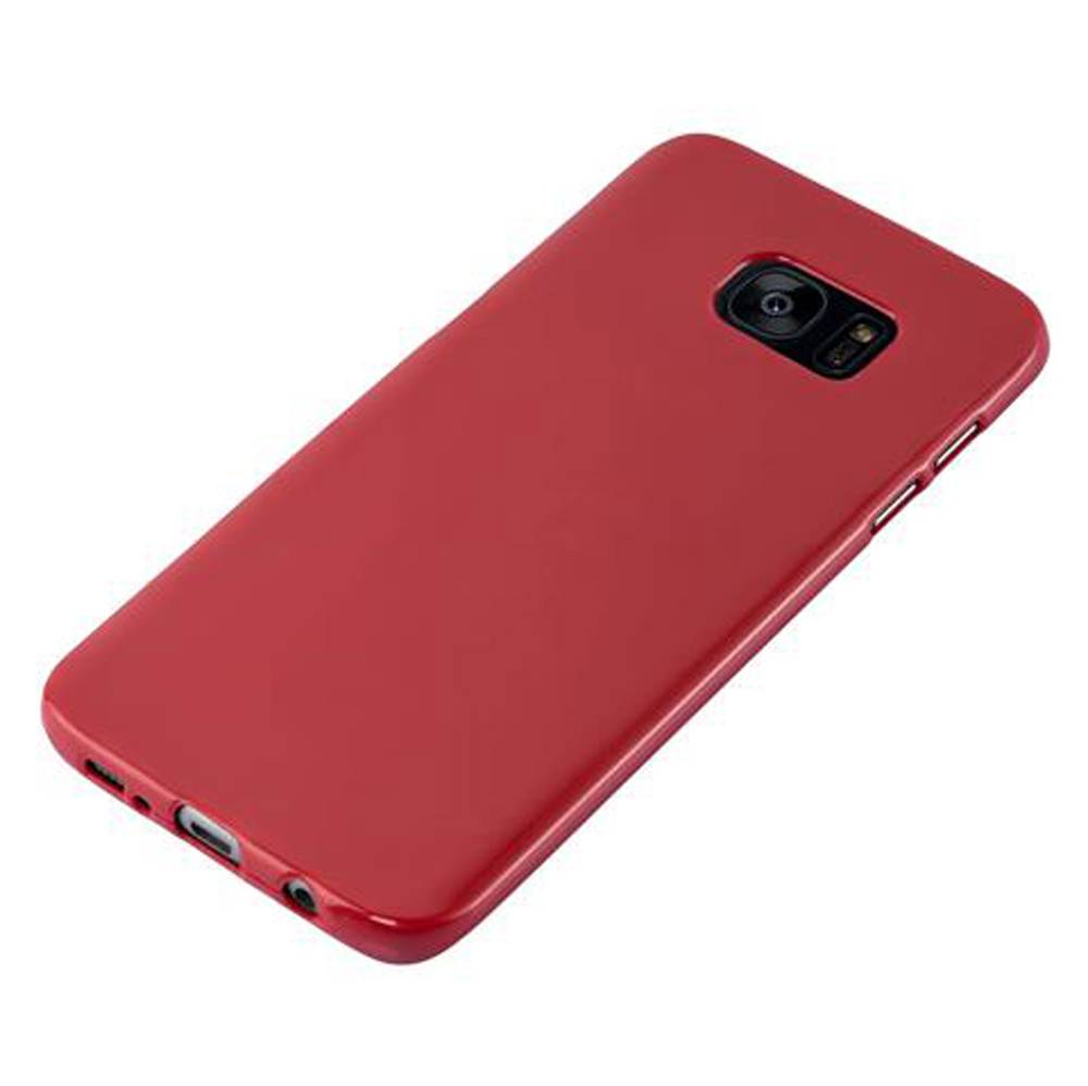 Cadorabo Schutzhülle für Samsung Galaxy S7 EDGE Hülle in Rot TPU Etui Hülle Case Cover