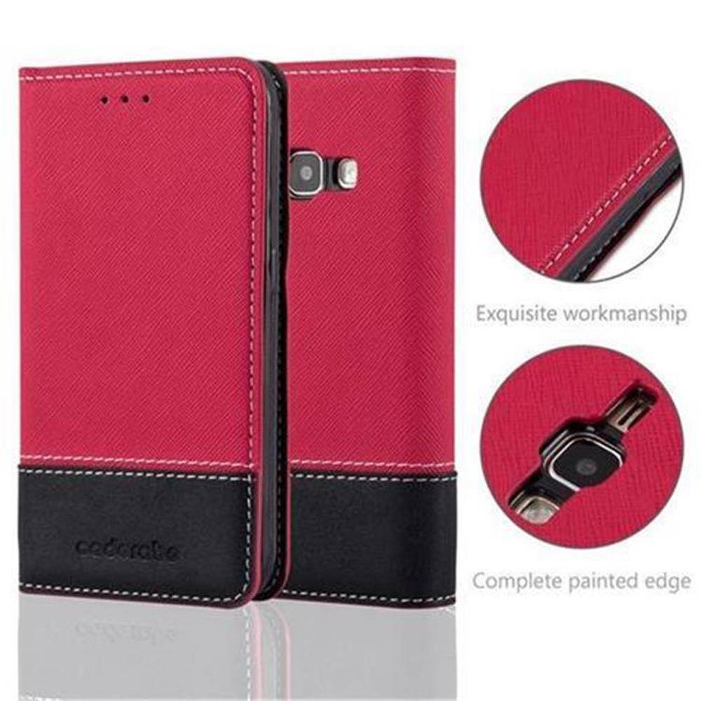 Cadorabo Hülle für Samsung Galaxy J1 2016 Schutzhülle in Rot SHandyhülle Book Case Etui Kunstleder