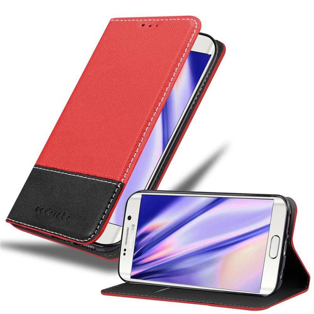 Cadorabo Hülle für Samsung Galaxy S6 EDGE Schutzhülle in Rot SHandyhülle Book Case Etui Kunstleder