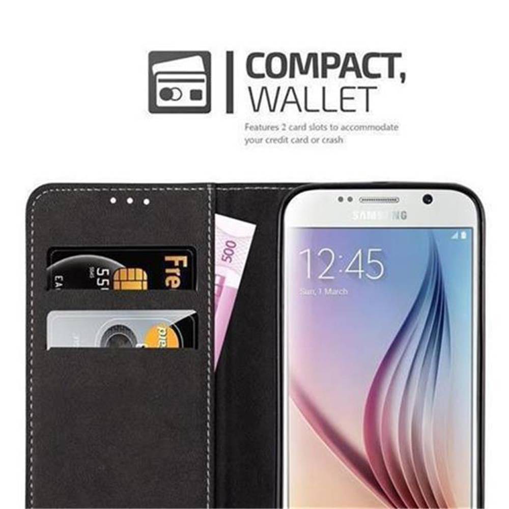 Cadorabo Hülle für Samsung Galaxy S6 Schutzhülle in Schwarz SHandyhülle Book Case Etui Kunstleder