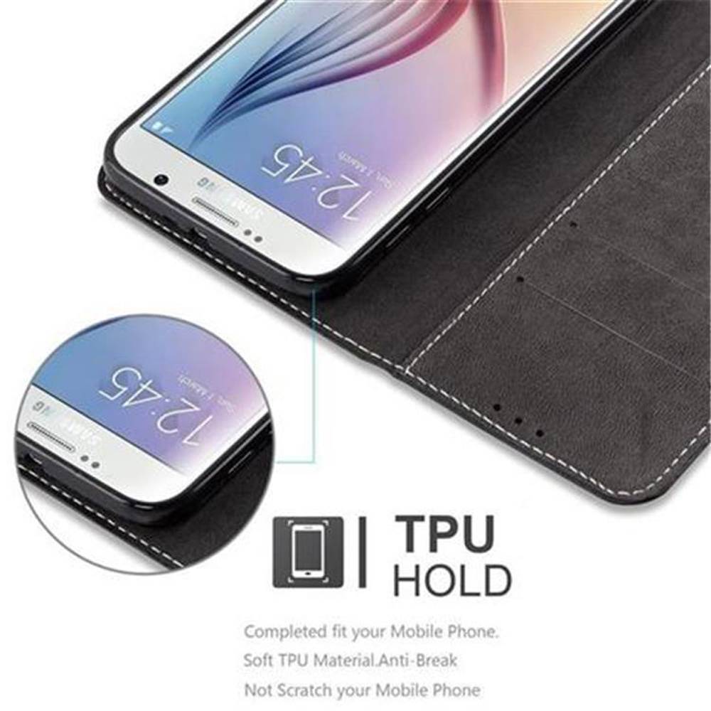 Cadorabo Hülle für Samsung Galaxy S6 Schutzhülle in Schwarz SHandyhülle Book Case Etui Kunstleder