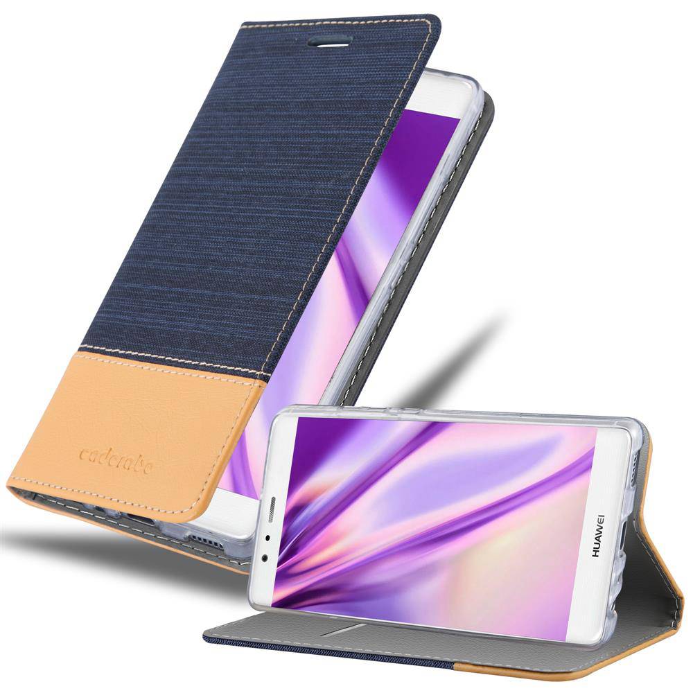 Cadorabo Hülle für Huawei P9 Schutzhülle in Blau Handy Hülle Etui Book Case Cover
