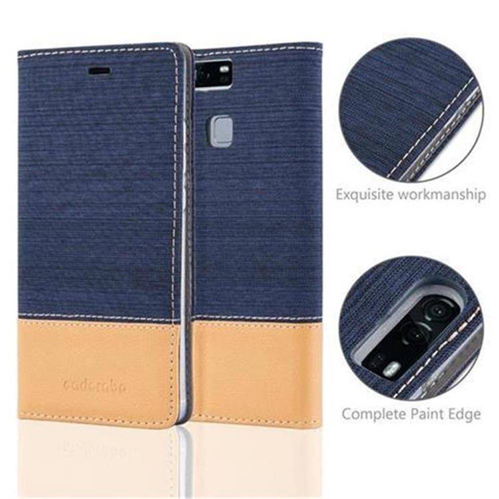 Cadorabo Hülle für Huawei P9 Schutzhülle in Blau Handy Hülle Etui Book Case Cover