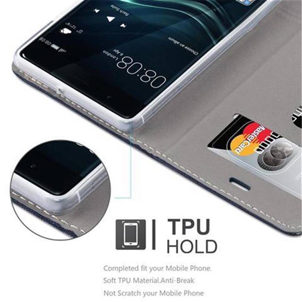 Cadorabo Hülle für Huawei P9 Schutzhülle in Grau Handy Hülle Etui Book Case Cover