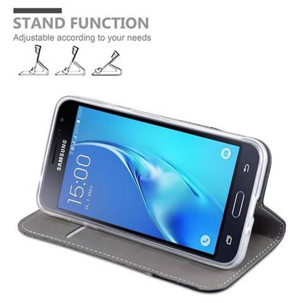 Cadorabo Hülle für Samsung Galaxy J3 2016 Schutzhülle in Grau Handy Hülle Etui Book Case Cover