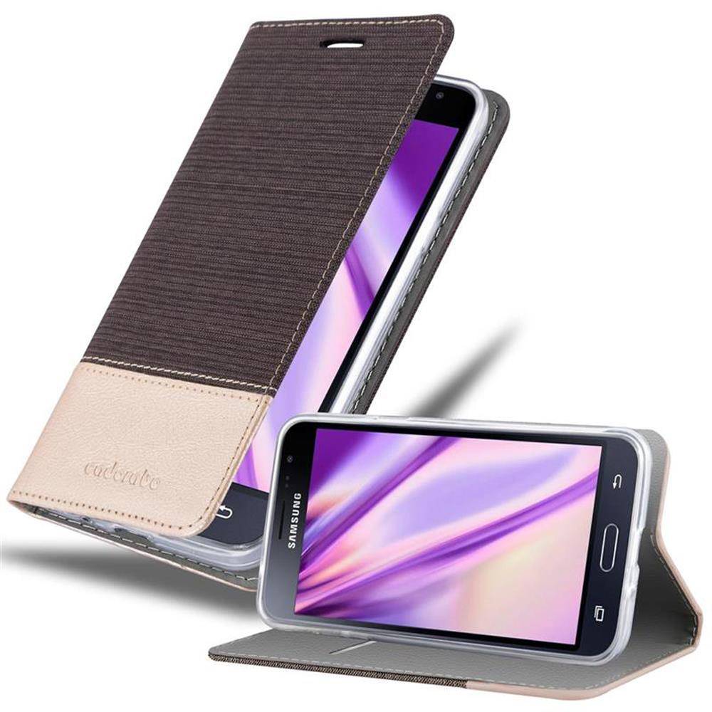 Cadorabo Hülle für Samsung Galaxy J3 2016 Schutzhülle in Grau Handy Hülle Etui Book Case Cover