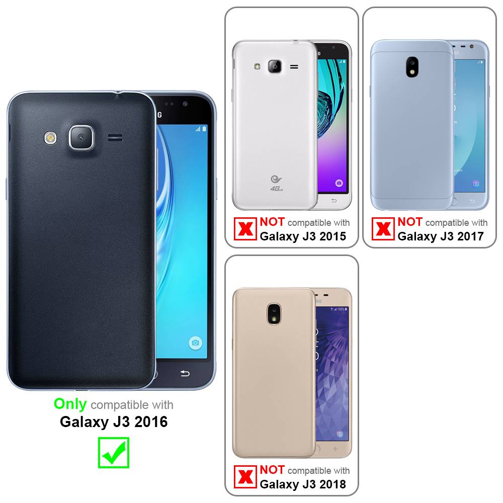 Cadorabo Hülle für Samsung Galaxy J3 2016 Schutzhülle in Grau Handy Hülle Etui Book Case Cover