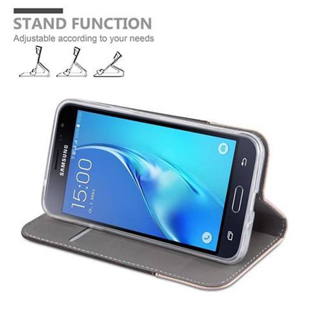 Cadorabo Hülle für Samsung Galaxy J3 2016 Schutzhülle in Grau Handy Hülle Etui Book Case Cover