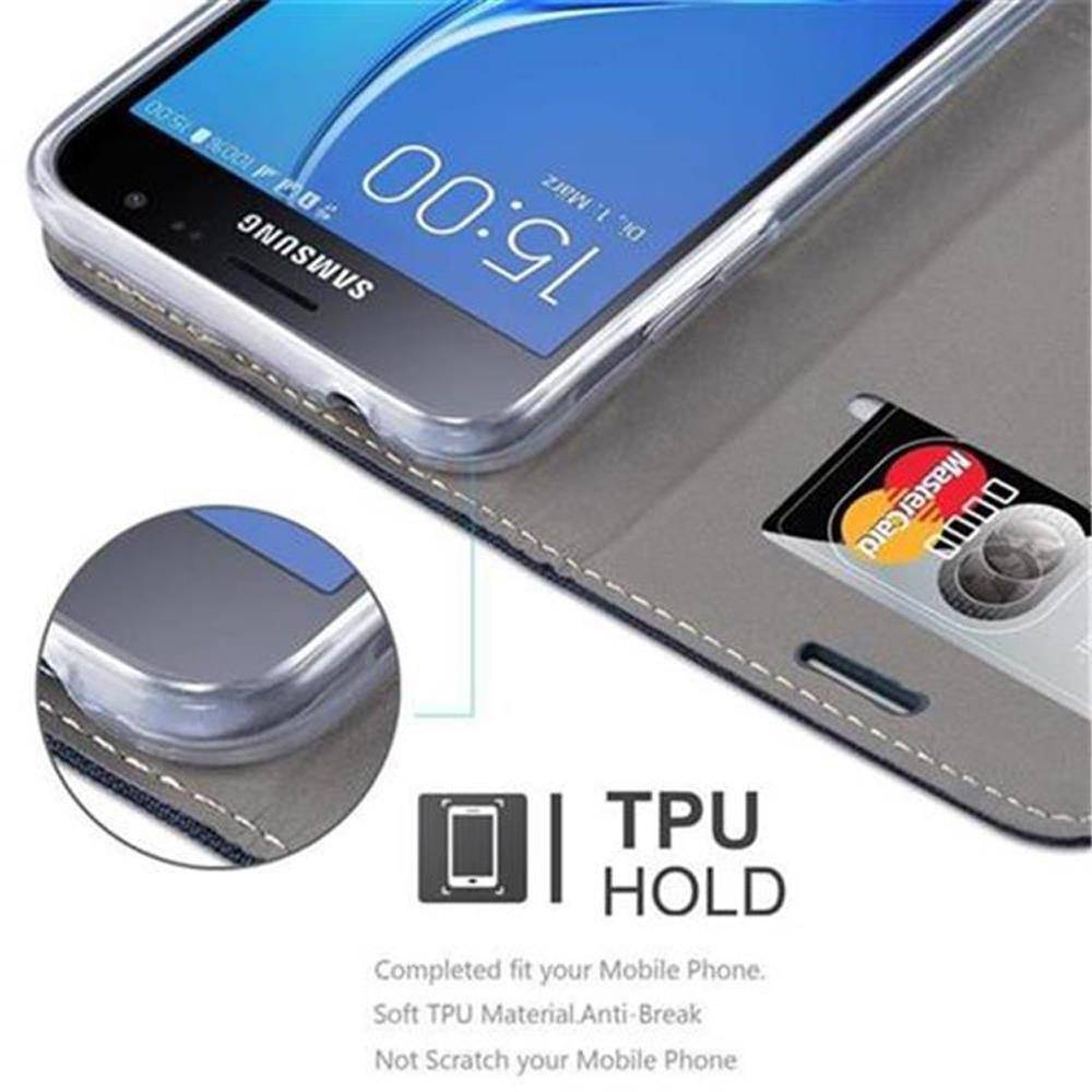 Cadorabo Hülle für Samsung Galaxy J3 2016 Schutzhülle in Blau Handy Hülle Etui Book Case Cover