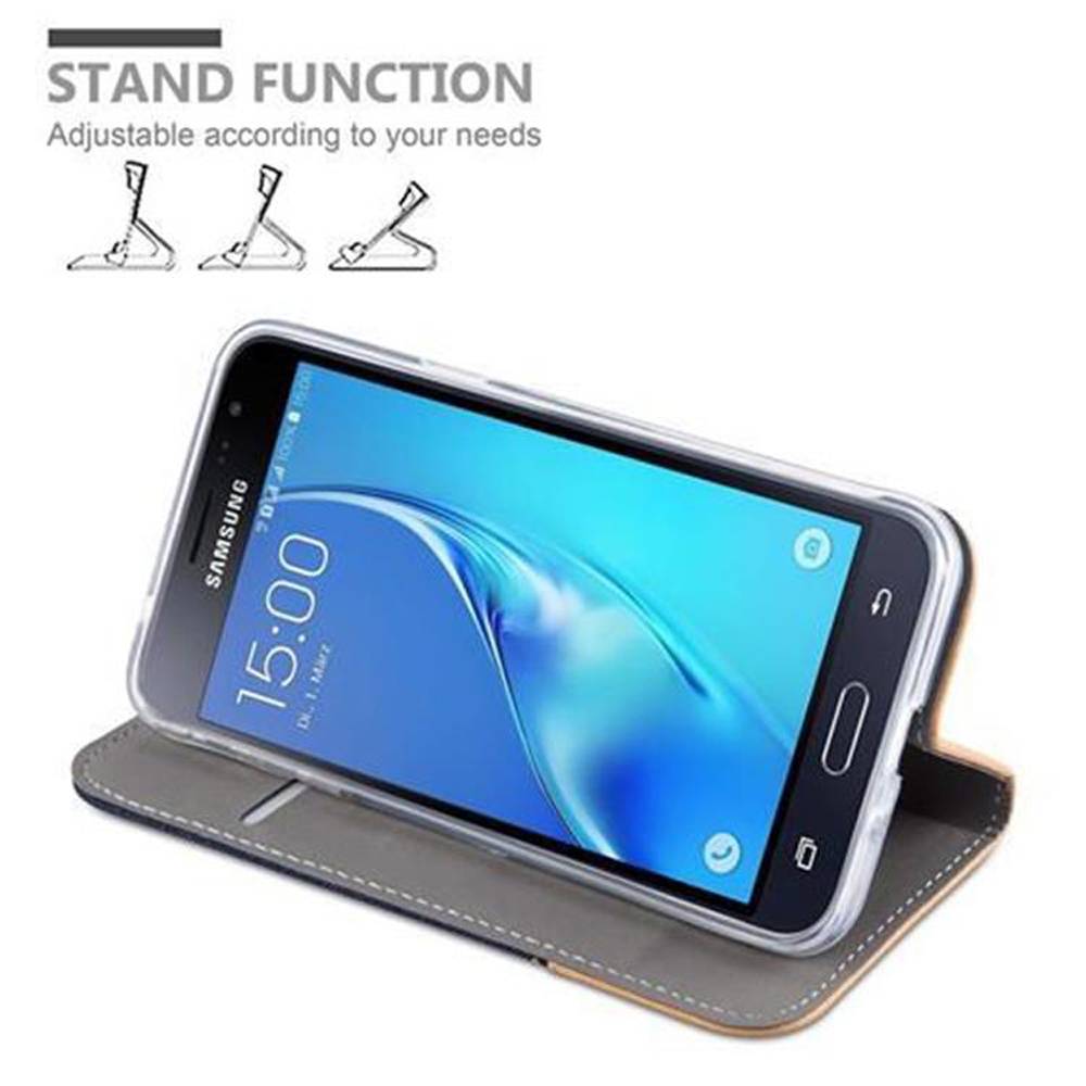 Cadorabo Hülle für Samsung Galaxy J3 2016 Schutzhülle in Blau Handy Hülle Etui Book Case Cover