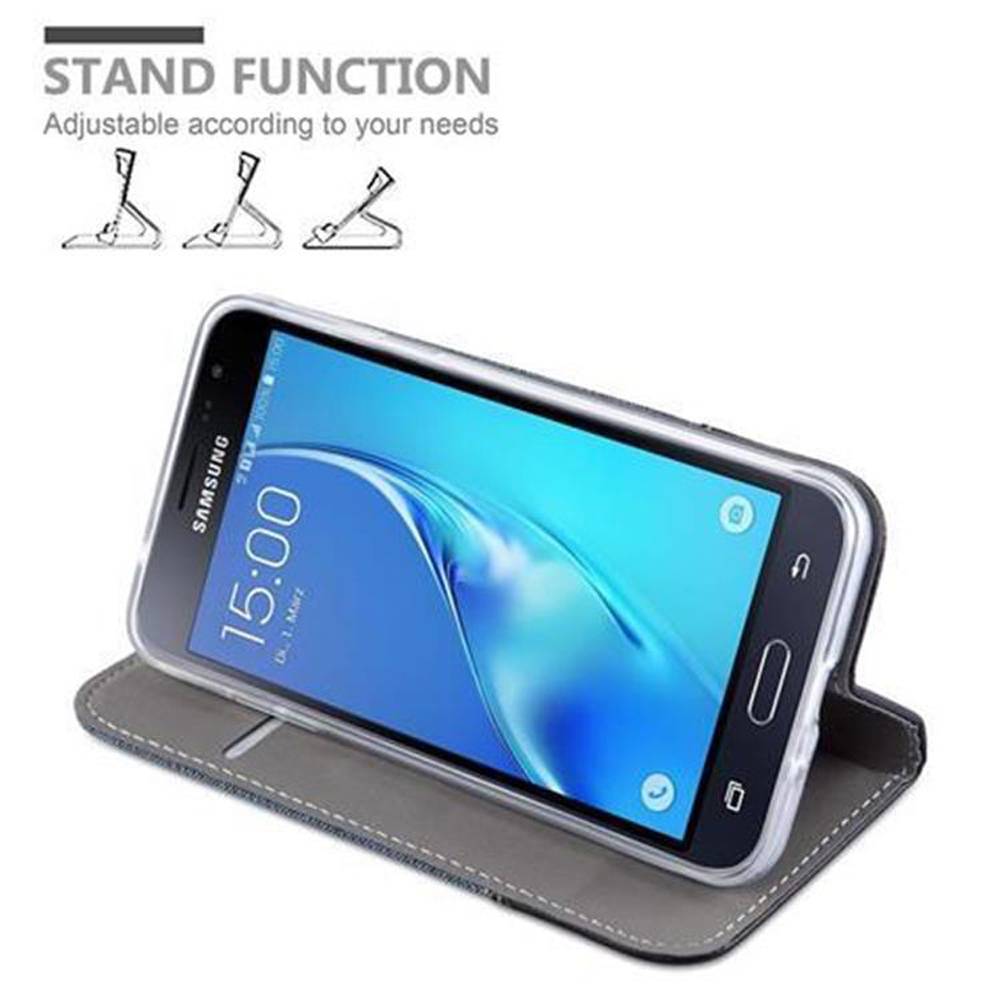 Cadorabo Hülle für Samsung Galaxy J3 2016 Schutzhülle in Blau Handy Hülle Etui Book Case Cover
