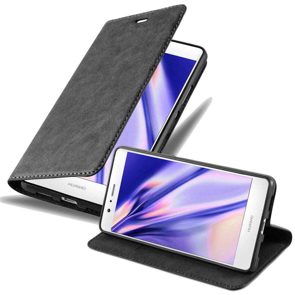 Cadorabo Hülle für Huawei P9 LITE 2016 / G9 LITE Schutz Hülle in Schwarz Handyhülle Etui Case Cover Magnetverschluss