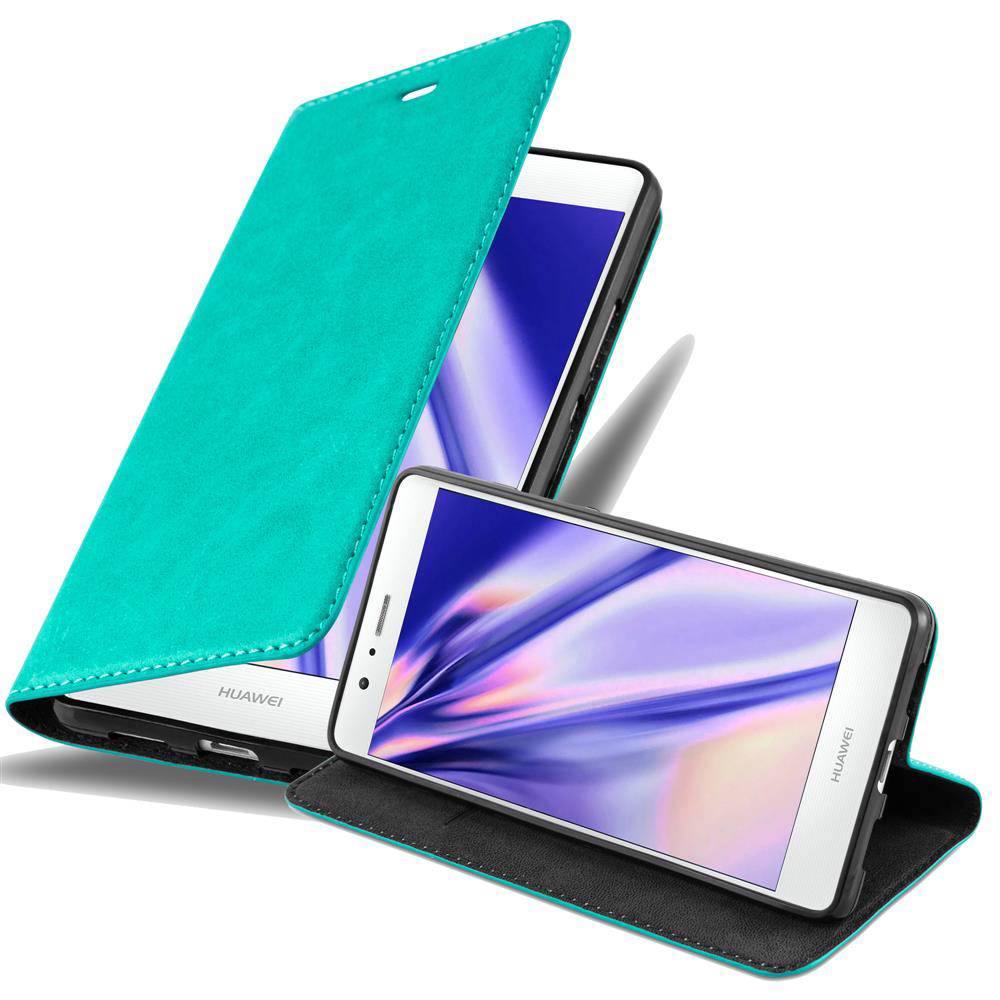 Cadorabo Hülle für Huawei P9 LITE 2016 / G9 LITE Schutz Hülle in Türkis Handyhülle Etui Case Cover Magnetverschluss