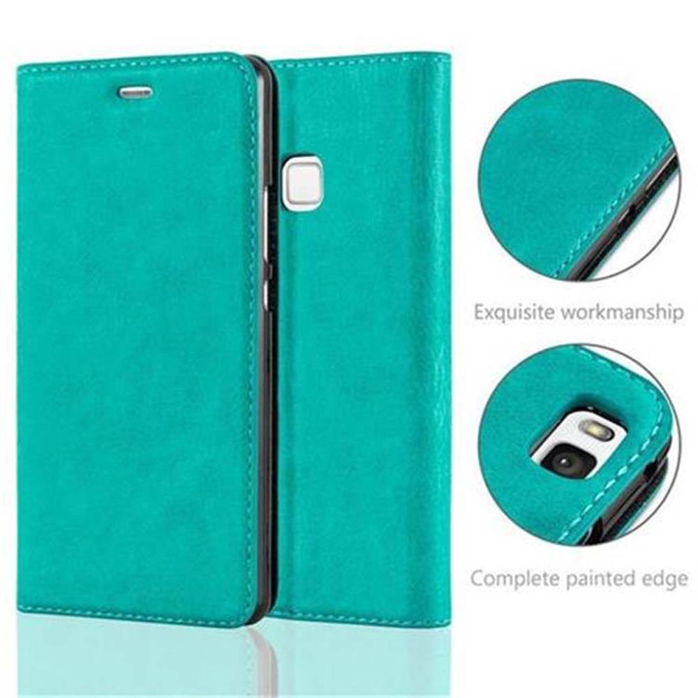Cadorabo Hülle für Huawei P9 LITE 2016 / G9 LITE Schutz Hülle in Türkis Handyhülle Etui Case Cover Magnetverschluss