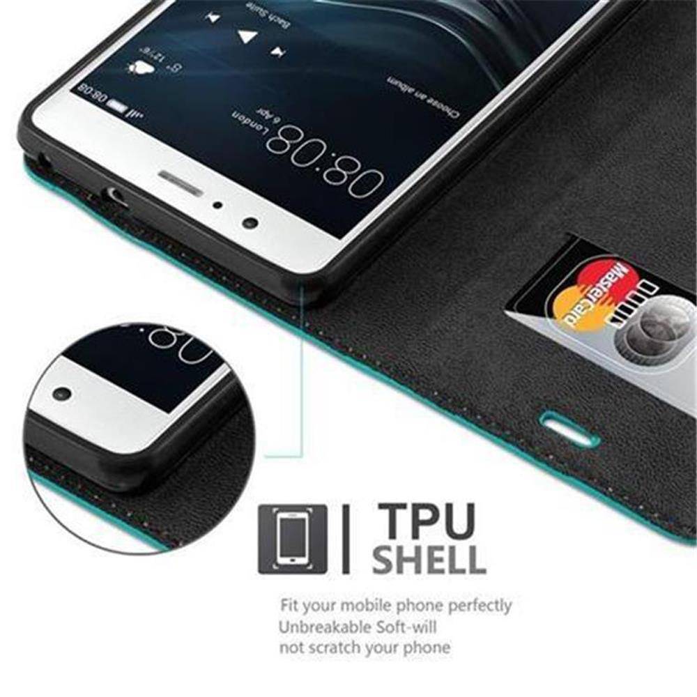 Cadorabo Hülle für Huawei P9 LITE 2016 / G9 LITE Schutz Hülle in Türkis Handyhülle Etui Case Cover Magnetverschluss