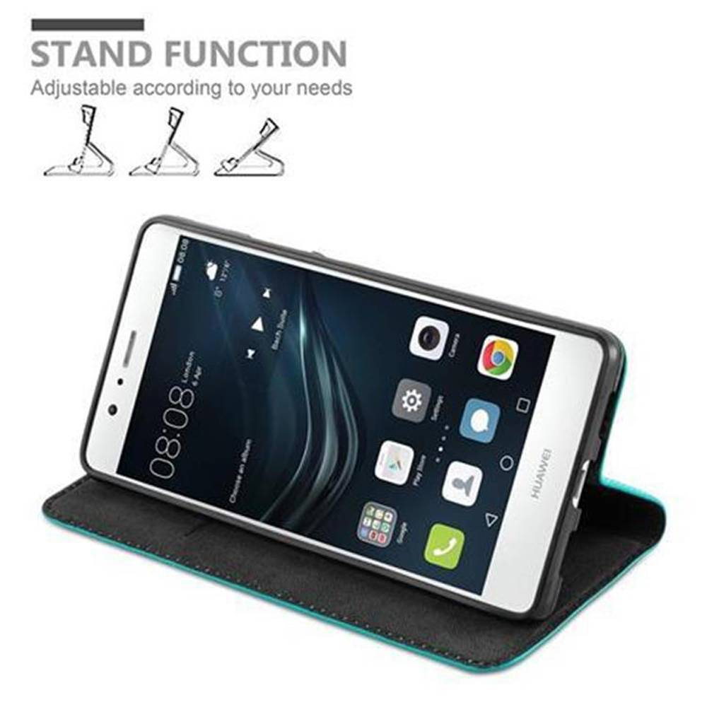 Cadorabo Hülle für Huawei P9 LITE 2016 / G9 LITE Schutz Hülle in Türkis Handyhülle Etui Case Cover Magnetverschluss