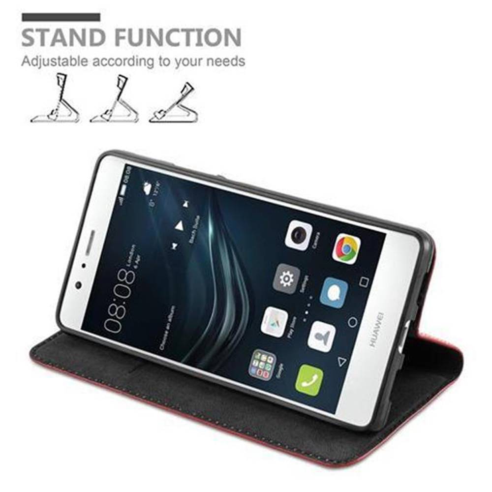 Cadorabo Hülle für Huawei P9 LITE 2016 / G9 LITE Schutz Hülle in Rot Handyhülle Etui Case Cover Magnetverschluss