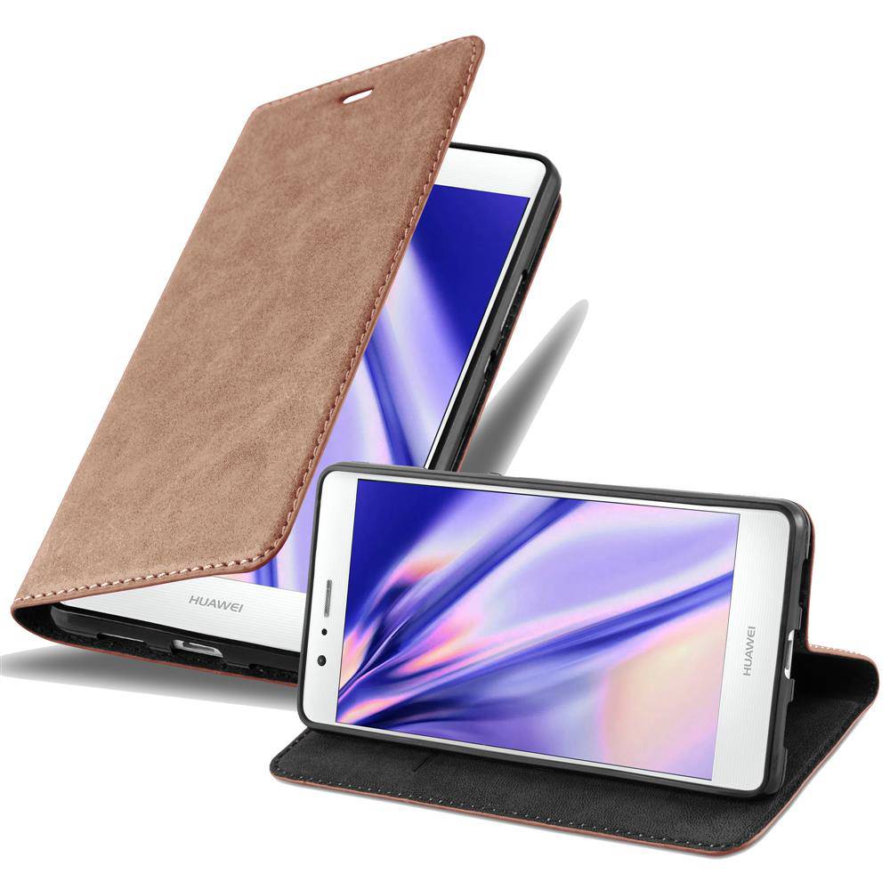 Cadorabo Hülle für Huawei P9 LITE 2016 / G9 LITE Schutz Hülle in Braun Handyhülle Etui Case Cover Magnetverschluss