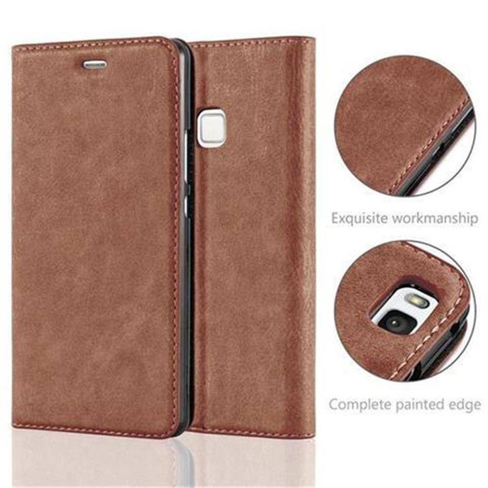 Cadorabo Hülle für Huawei P9 LITE 2016 / G9 LITE Schutz Hülle in Braun Handyhülle Etui Case Cover Magnetverschluss